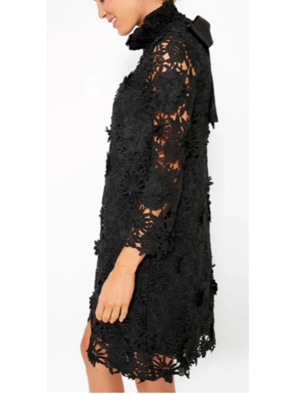 Tuckernuck Daphne Black Floral Lace Long Sleeve Mini Dress Size XL New - Picture 4 of 9